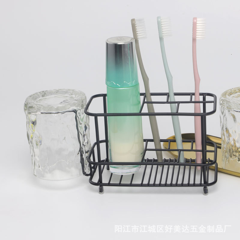 Creative stainless steel non perforated bathroom toothpaste holder electric toothbrush storage rack