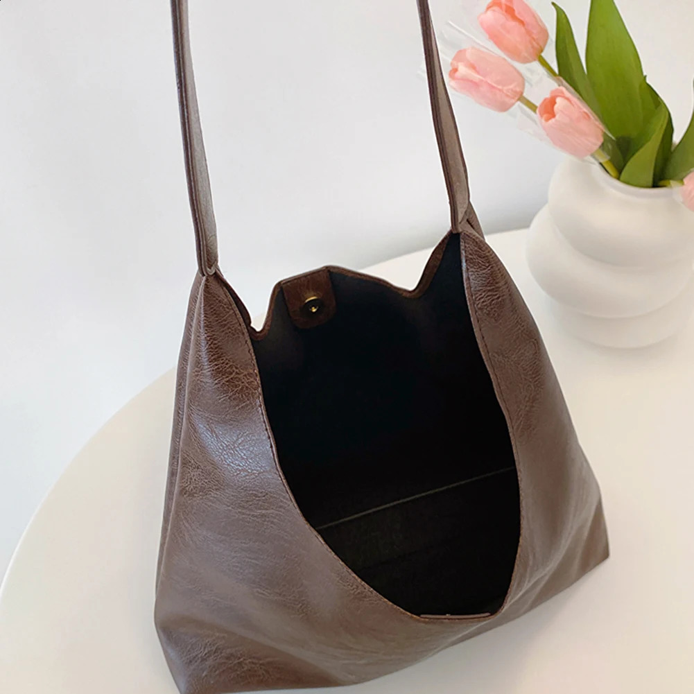 PU Soft Leather Tote Bag Large Capacity Women Vegan Slouch Lightweight Big Shoulder Casual Style Commuting 240826