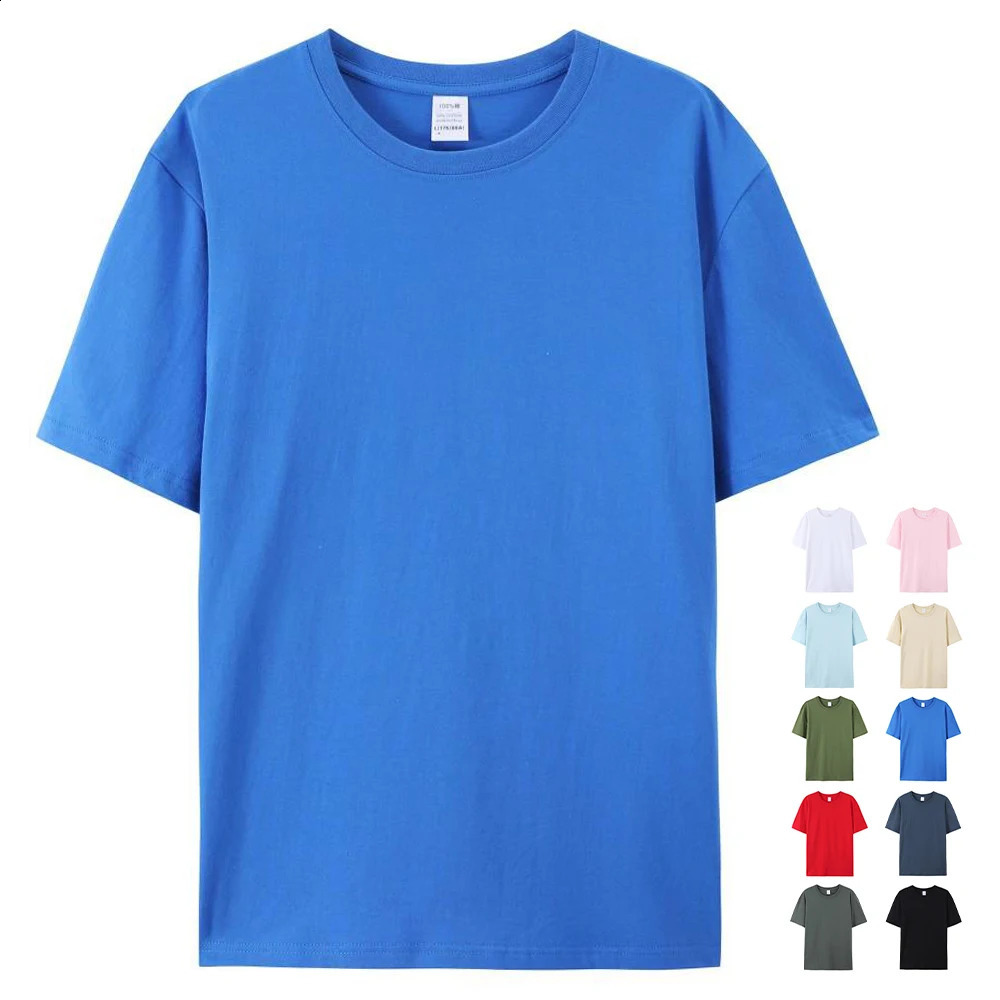 100% pure cotton round neck Tshirt unisex summer wholesale bulk blank black mens Playeras De Algodon 240827