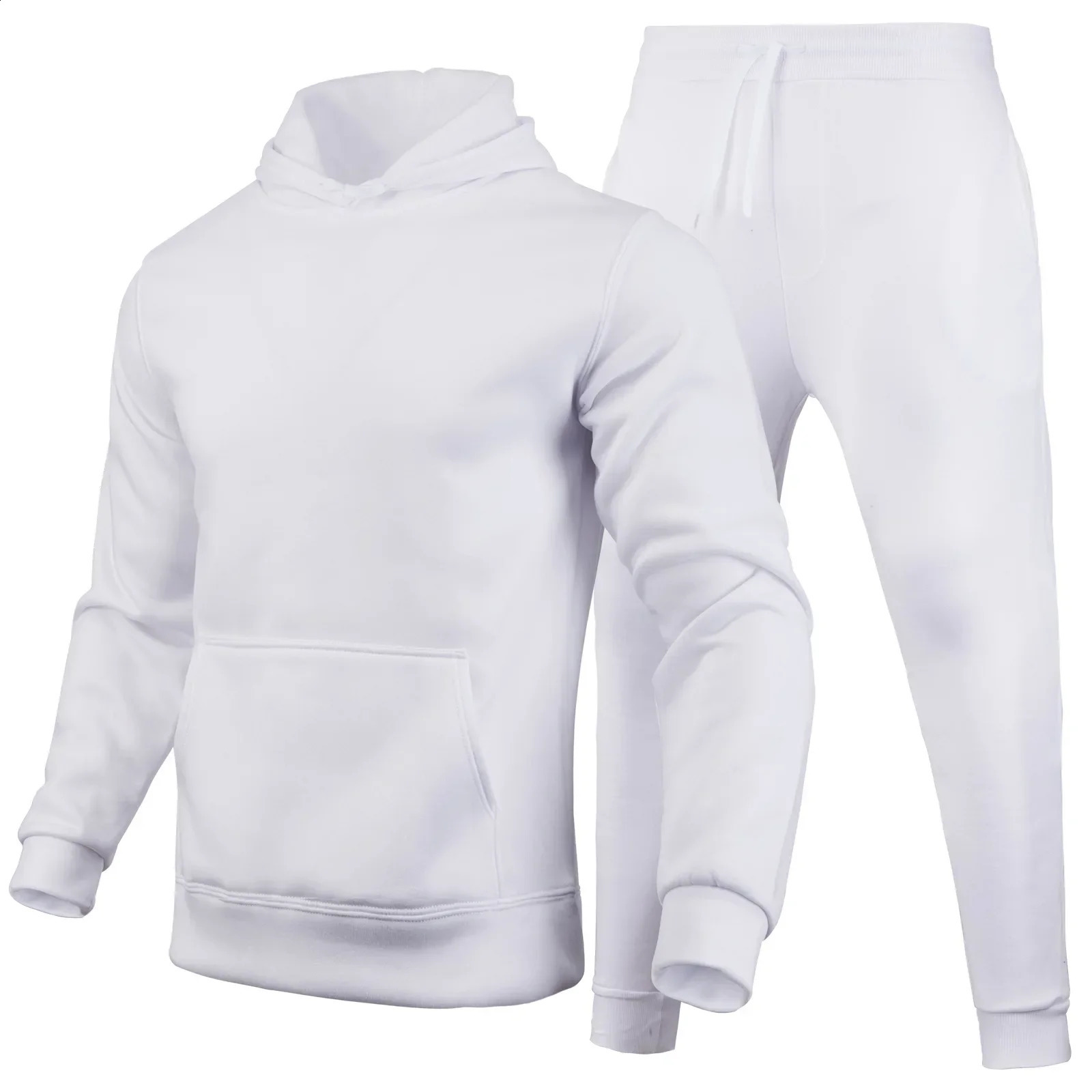 Classic mens solid color sportswear hooded sweatshirt and jogging pants high-quality mens daily casual sports hooded sweatshirt jogging set 240827
