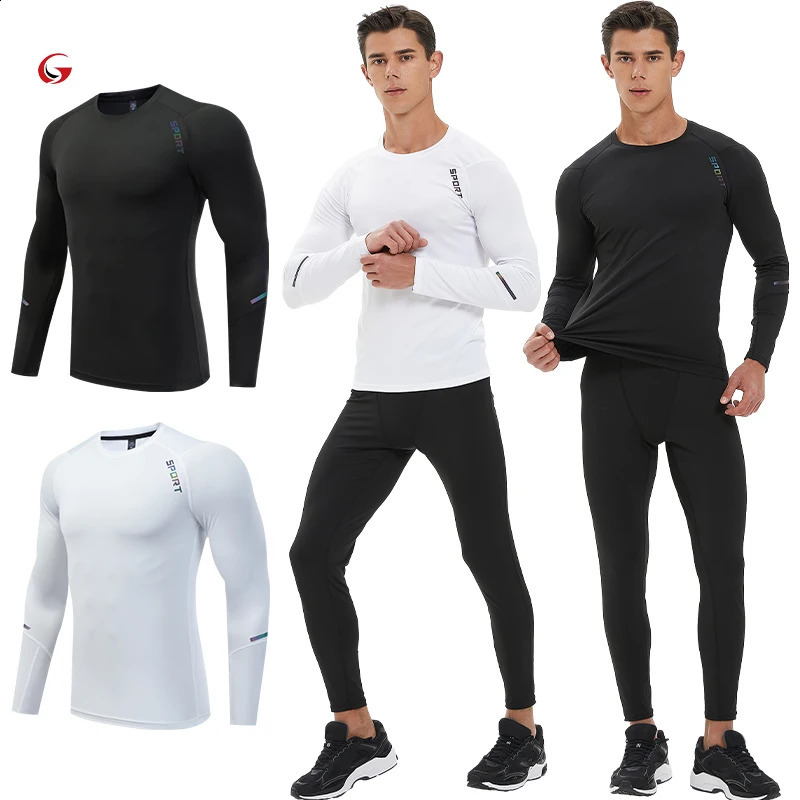Mens sports Tshirt fitness running shirt quick drying long sleeved compression top training UA508 240827