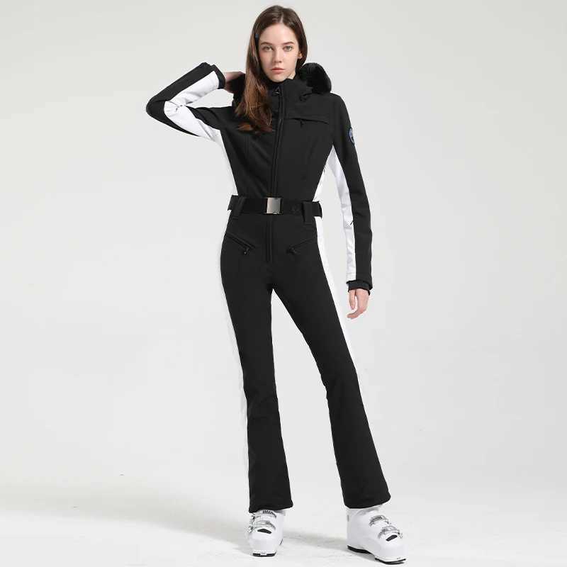 Skiing Suits One-piece Ski Suit Women Thickening Snowboard Female Overalls Winter Windproof Waterproof Breathable Clothing Skiing Suit H240826