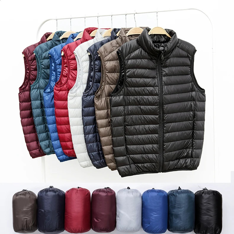 Bang Mens Waistcoat Ultra Light Down Vest Men Lightweight Waterproof Sleeveless White Duck Male Slim Gilet 240827