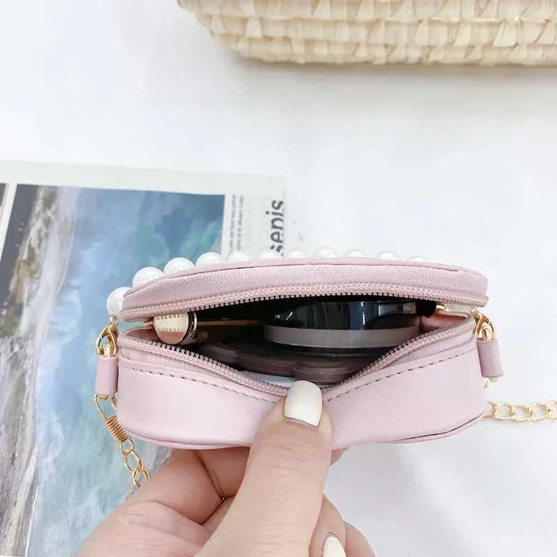 Kids Leather Purses and Handbags Mini Crossbody Bags for Girls Heart Messenger Bag Toddler Pearl Tote Hand BagsXJ240823