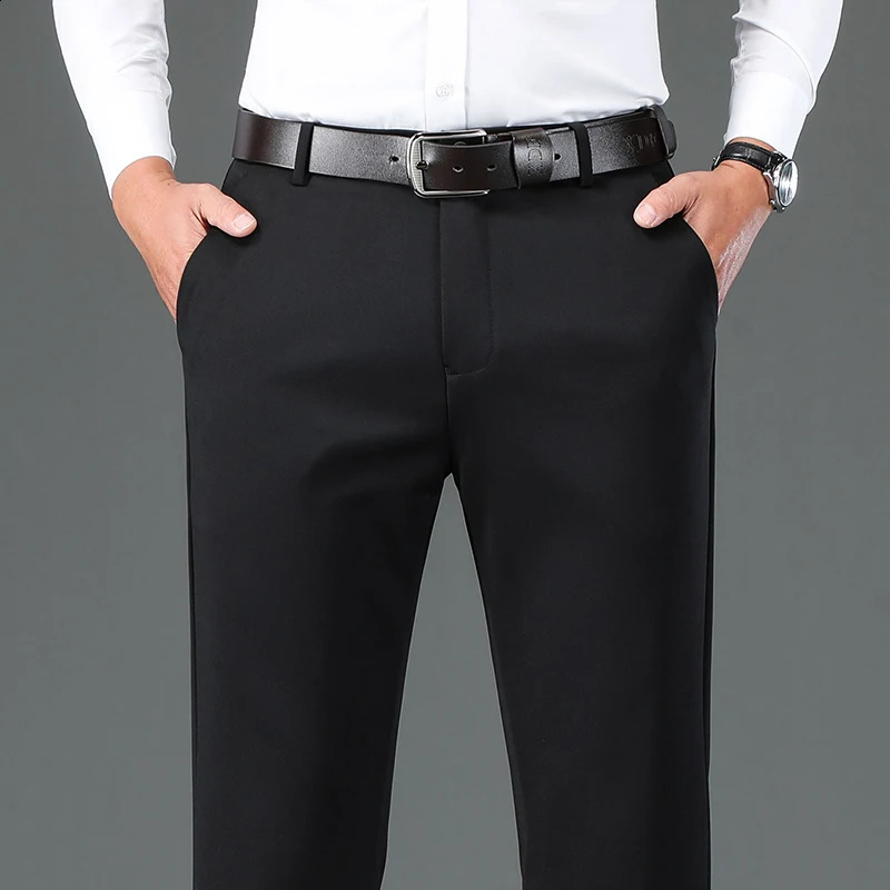 Japanese High Quality Men's Business Dress Pants - Stretch Straight Fit Office Trousers, Formal & Casual