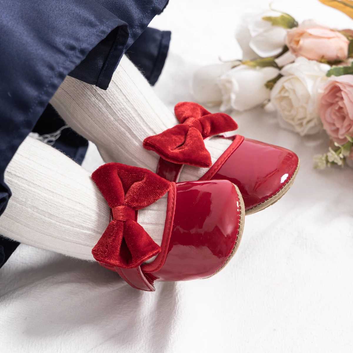 KIDSUN new baby girl shoes butterfly wedding dress shoes first step non slip rubber sole baby crib shoes M240827