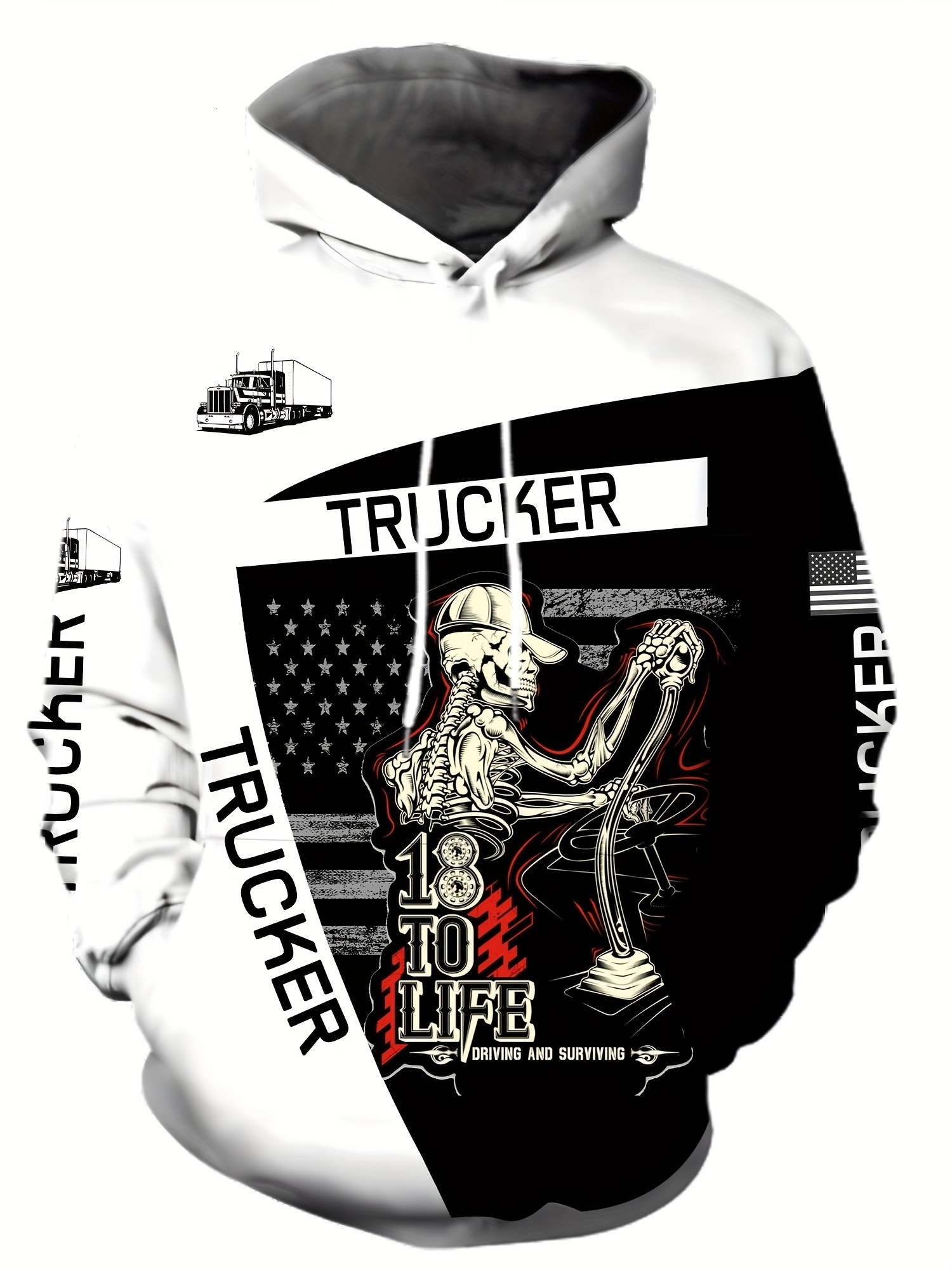 Halloween Plus Size Mens Skeleton Print Hooded Sweatshirt - Stylish Hooded Design, Soft and Cozy, Perfect for Spring, Fall, and Winter Fashion - Ideal