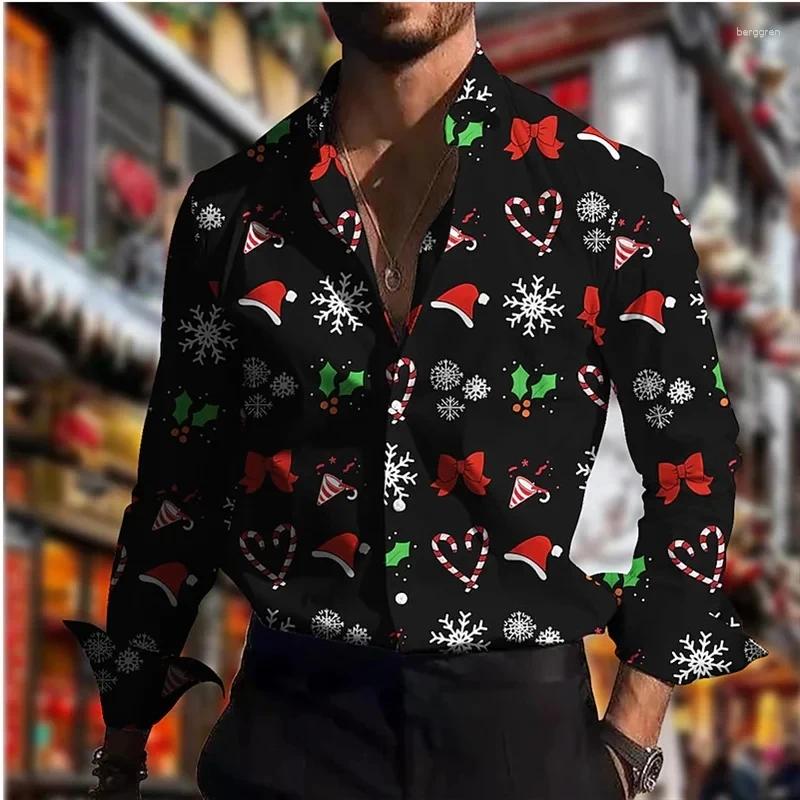 Christmas Snowman HD Print Men's Dress Shirt, High-Quality Cotton Long Sleeve Button-Down Designer Lapel Plus Size Shirt B4