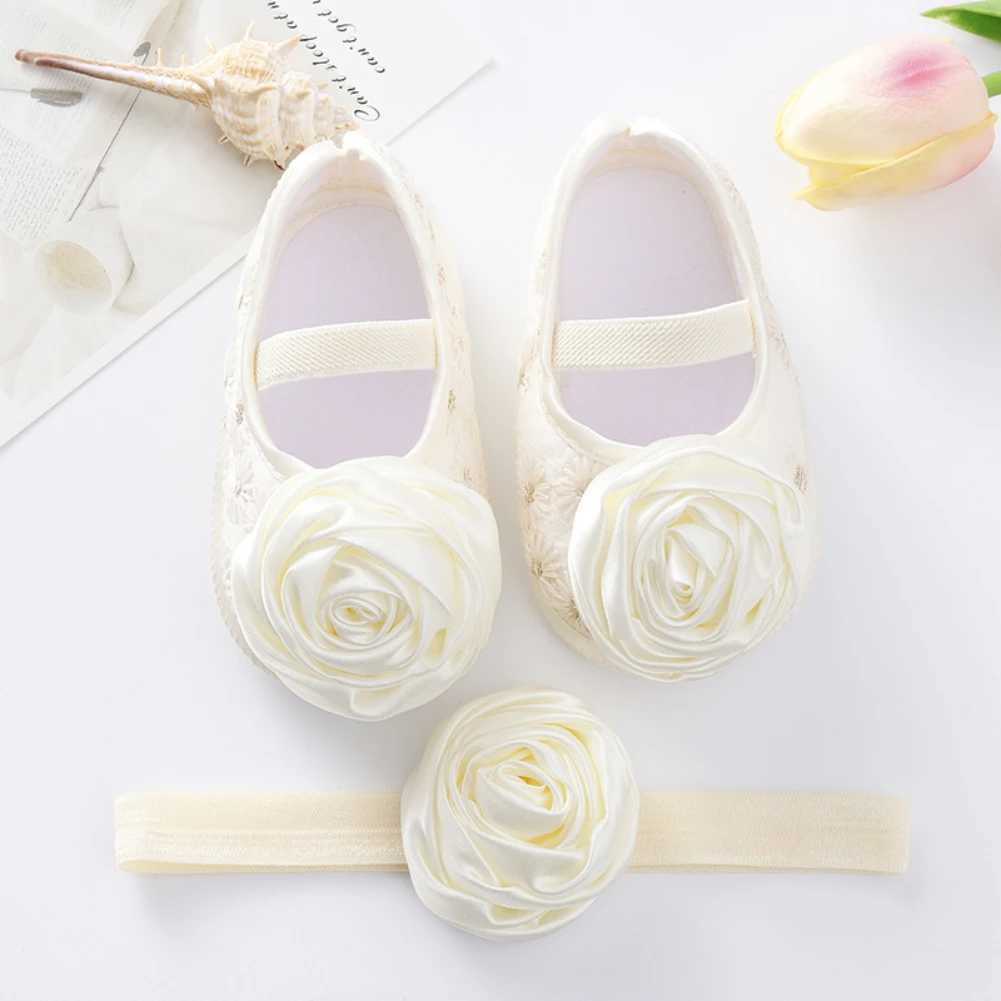 Baywell Flowers first pair of walking shoes designed for newborn baby girls soft and perfect suitable for baptisms or special occasions M240827
