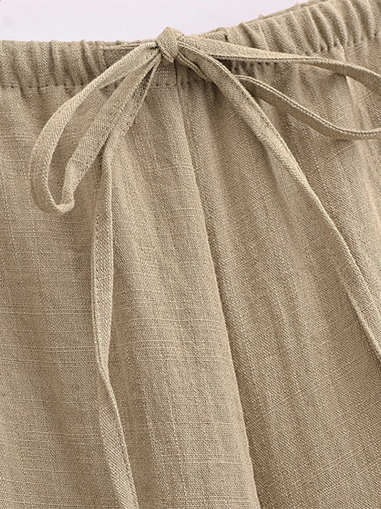 Women Casual Lace Up 2 Pieces Sets Lapel Long Sleeve Shirts Chic Female Suit Spring Loose Drawstring Wide Leg Pants Outfit 240826