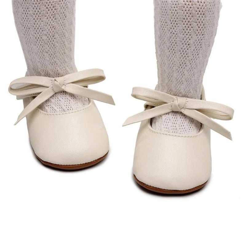 BeQeuewll Baby Girls Mary Jane Shoes Bow PU Princess Apartment Casual Walking Shoes M240827