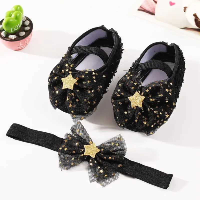 Baby Princess Shoes and Headbands Baby Girls Bow Birthday Party Shoes Baby Preschoolers First Step Walker M240827