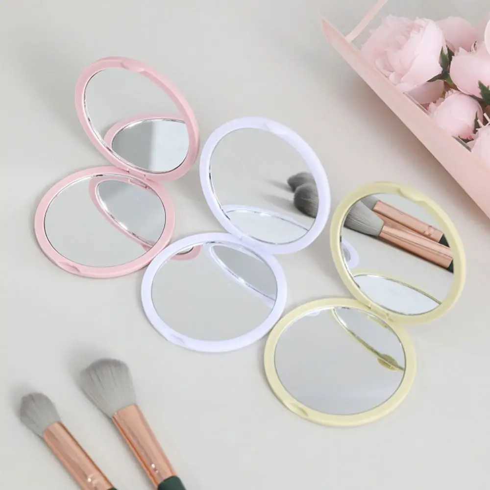 1Pc Mini Hand-Held Mirror Simple Folding Portable Pocket Mirror Plastic Cute Make-Up Mirror StudentXJ241213