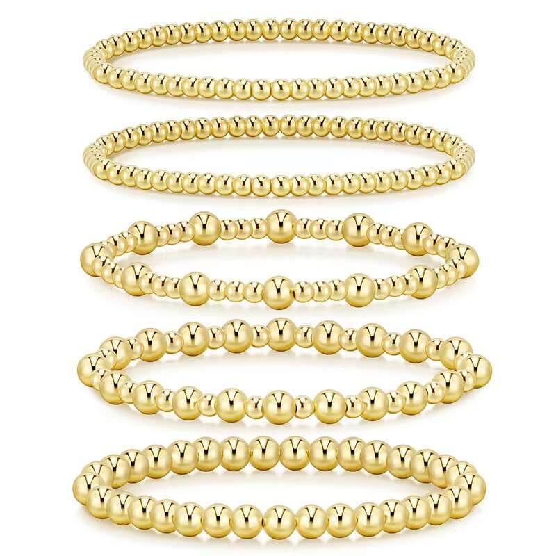 gold bracelet jewelry women Stretch Bracelet Femme 18 K Waterproof Gold Plated Beaded Bracelets for Women Jewelry Pulseras Mujer 240417 Z260313