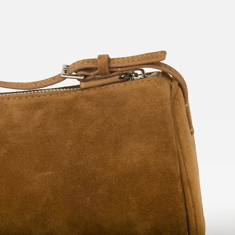 Donnain First Layer Cowhide Mini Suede HandBag Real Leather Square Pen Container Bag for Women 240827