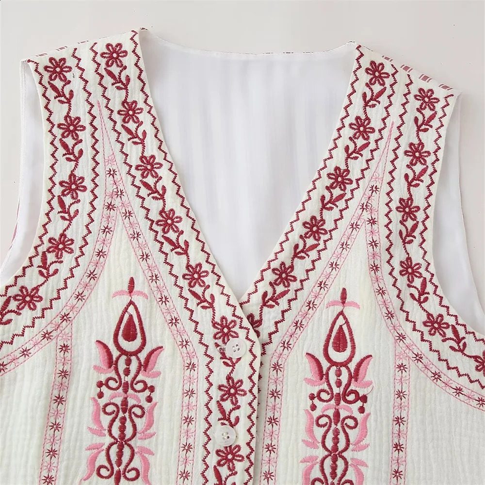 2024 ZAR4 Summer Womens Fashion and Versatile Heavy Industry Embroidered Vest 240826