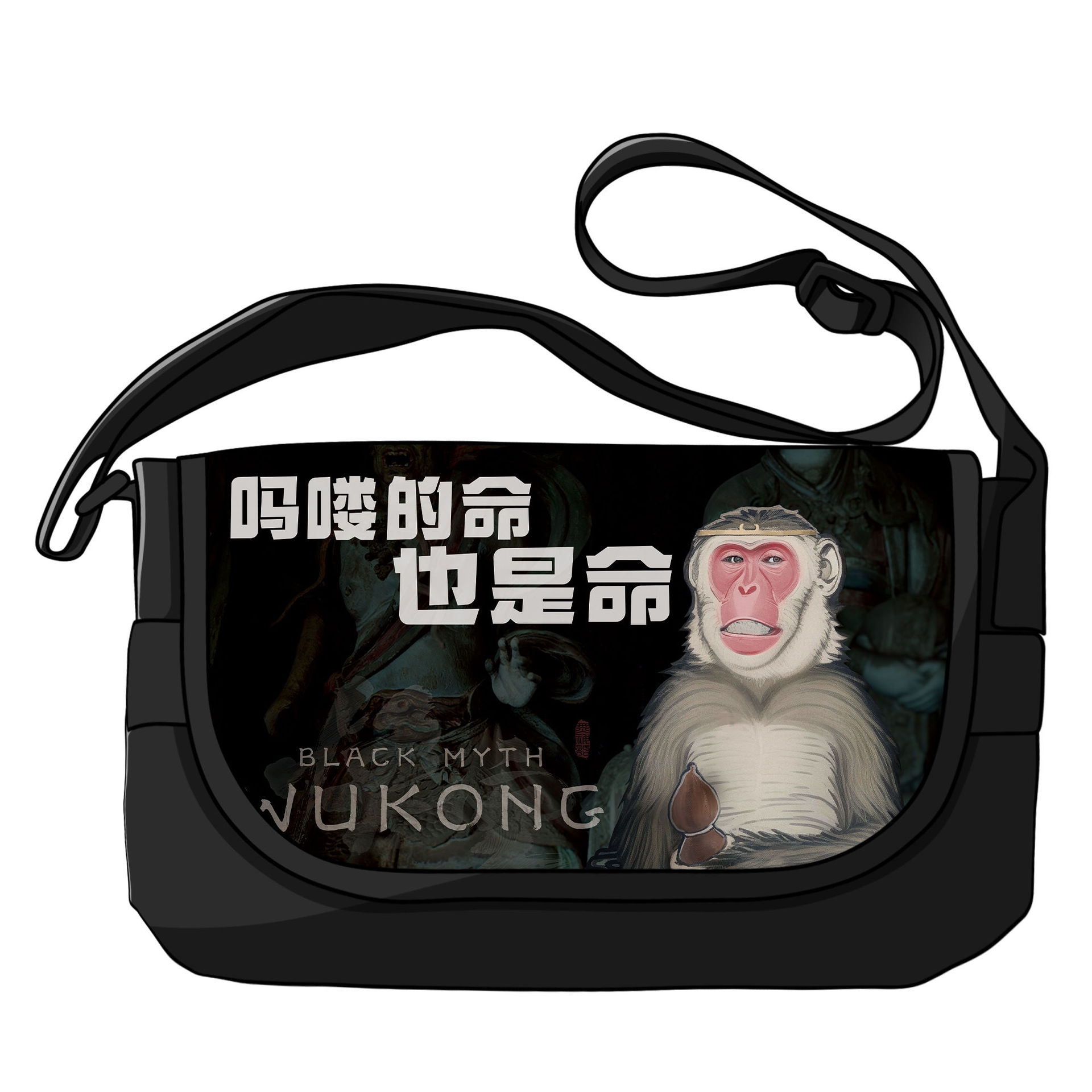 Domestic 3A Black myth Wukong printed shoulder transnational fashion with Chinese style large capacity crossbody canvas bag