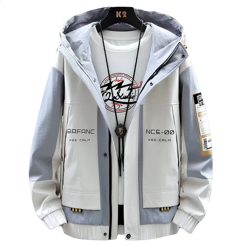 Quilting Functional Print Mens Jacket SpringAutumn Casual Zipper Work Fashion Sports 240827