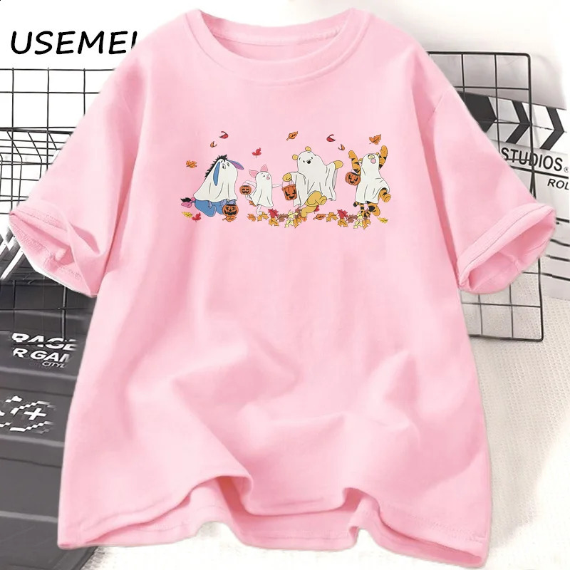 Retro Ghost Halloween T-shirt cotton short sleeved Spooky seasonal T-shirt cute autumn T-shirt womens T-shirt street clothing unisex top 240827