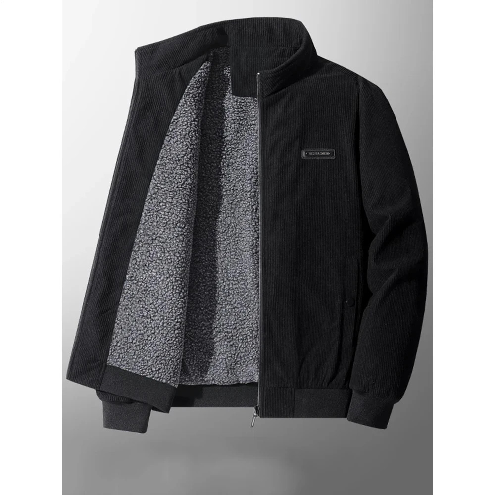 Cotton-Padded Mens Jacket Fashion Corduroy Padded Jacket Thick Coat Lamb Fleece Jacket Fleece Winter Coat 240826