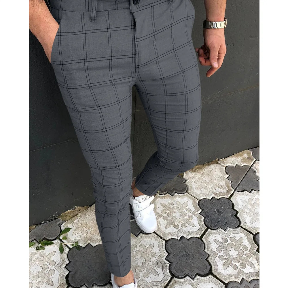 Plaid Fashion Mens Pants Europe and the United States British Style Comfortable Casual Formal Pants Hundreds of Suit Trousers 240827