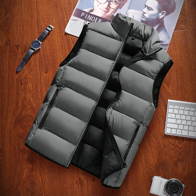 Men Vest Windproof Jacket Sleeveless Winter Casual Coat down Cotton Warm Thicken Waistcoat thick gilet 240827