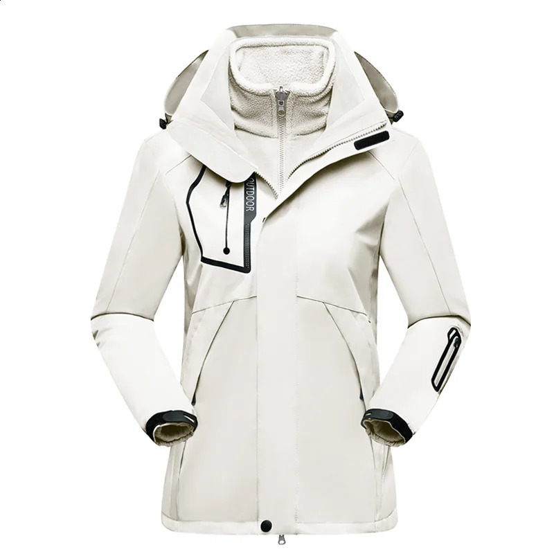 CHRLCK Womens 3in1 Thick Hiking Jacket Wool Waterproof and Windproof Outdoor Warm Camping 240826