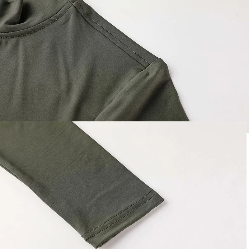 Mens long sleeved compression Tshirt running fitness training quick drying high neck sports top 240827