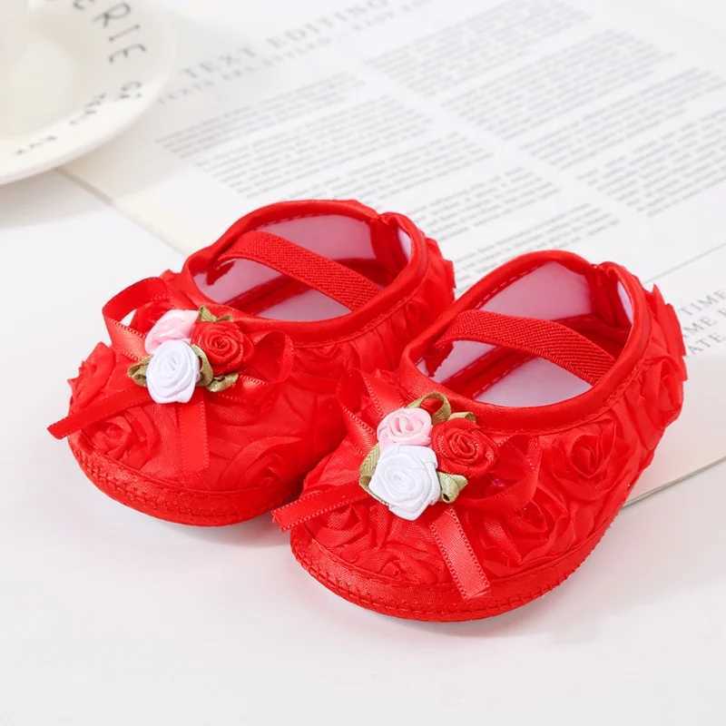 Autumn baby girl shoes decorated with small flowers comfortable cricket shoes for baby walkers roses 0-12 months old M240827