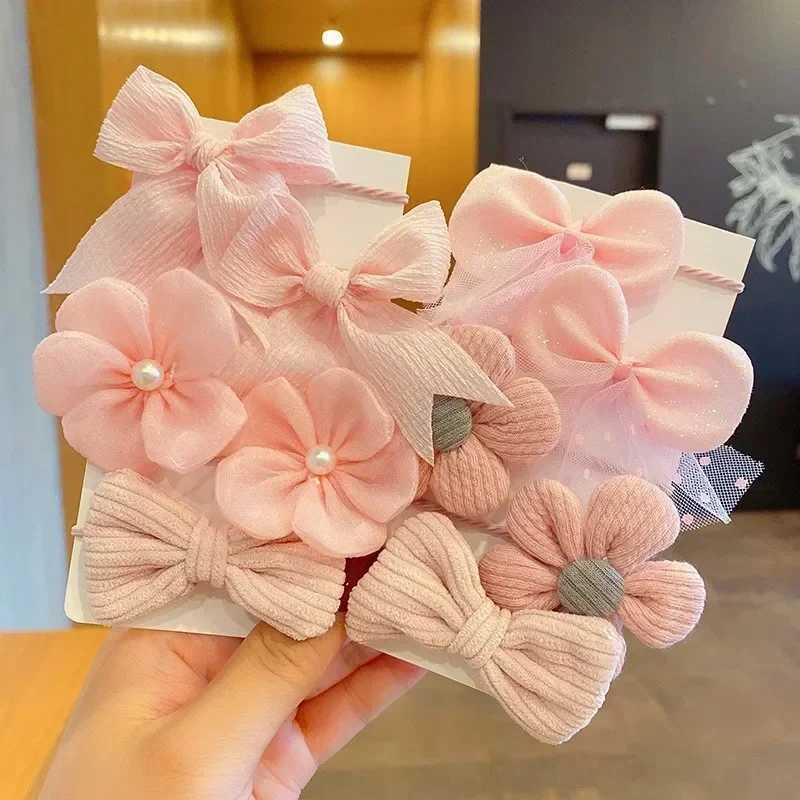 10Pcs/Set Big Bow Flower Elastic Hairbands Children Girls Sweet Hair Ties Fashion Headbands Hair Accessories Rubber Band For KidXJ241217
