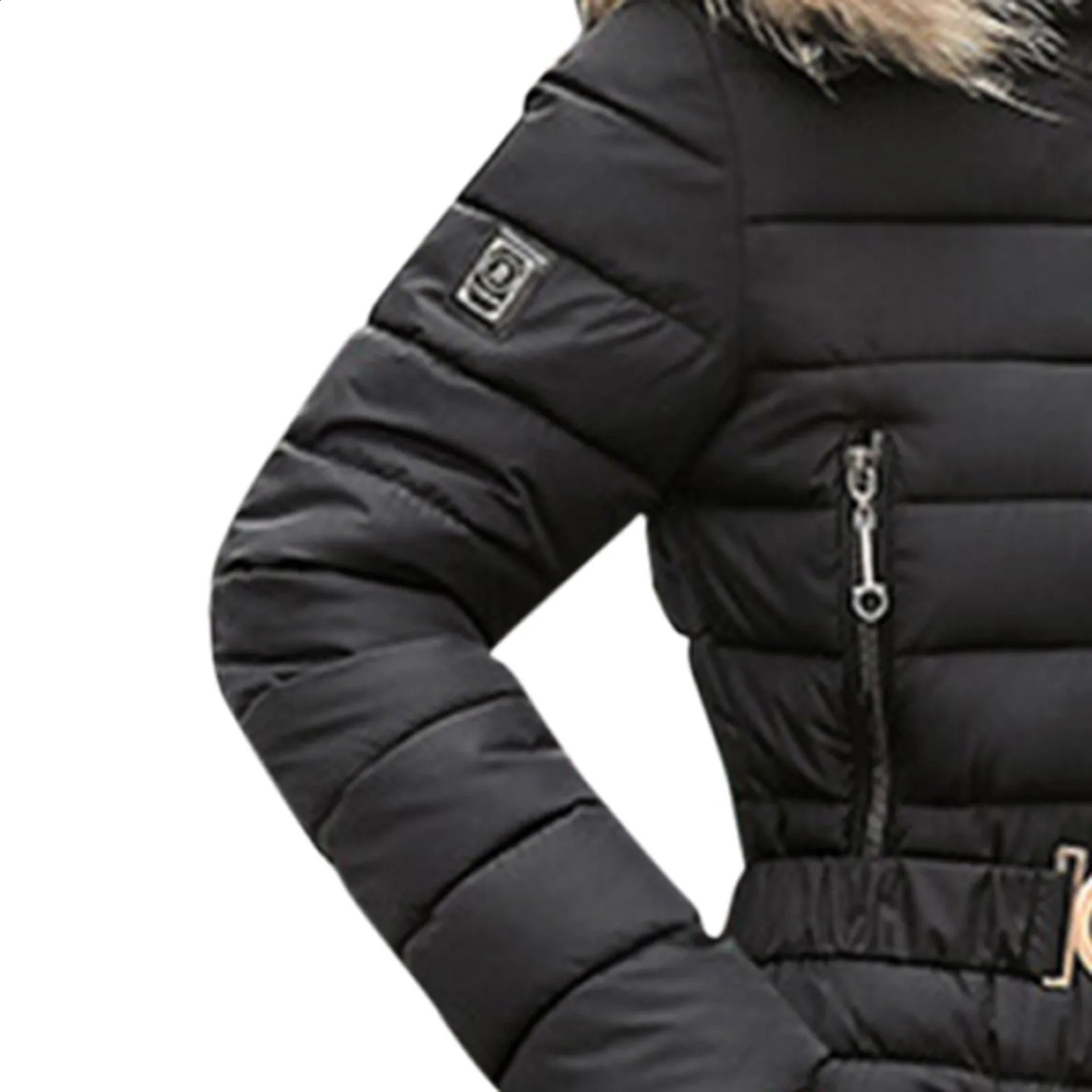 Winter warm ultrathin onepiece ski suit womens thick cover Parka outdoor sports windproof with fur collar 240826
