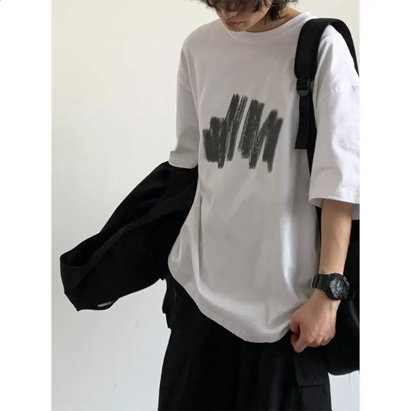 Summer casual mens High Street Printing Graffiti Trendy T-shirtQuick Drying Pockets Cargo Pants Suit Japanese Street 2 pieces 240827