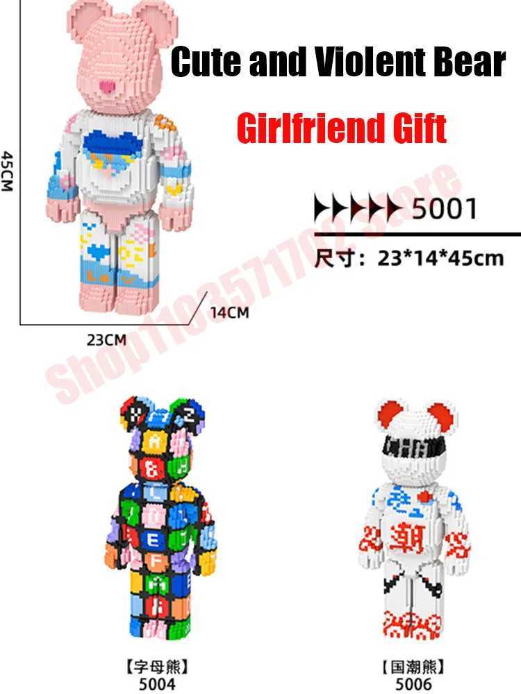 2024 Internet Celebrity MOC Tide Game Love Violent Bear Building Block Model Toy Brick Decoration Inquiry Wedding Gift Christmas Gift CL240827