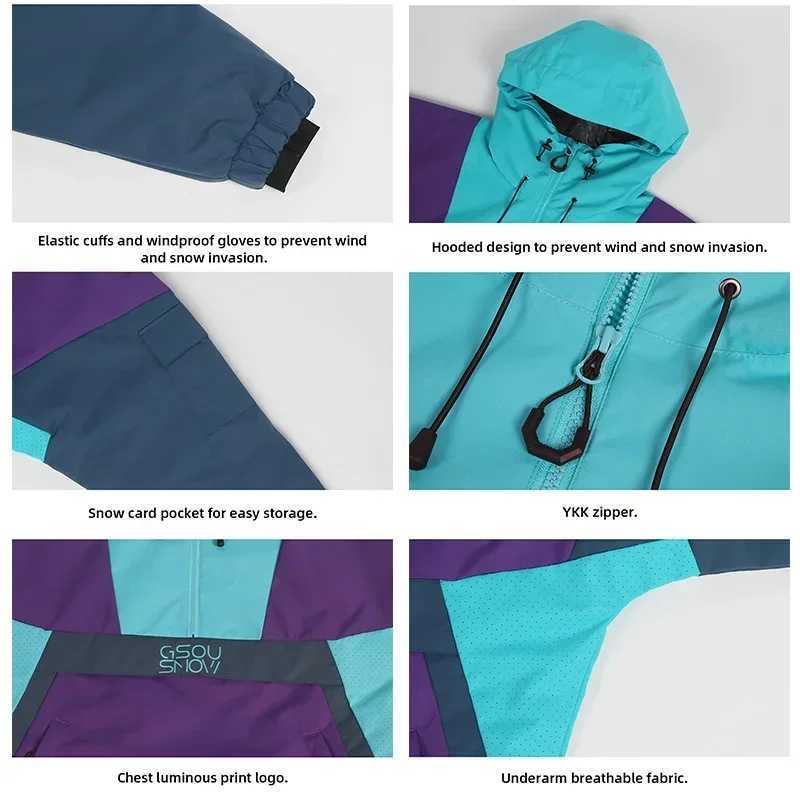 Skiing Suits New Winter Ski Suit Women Overalls Outdoor Snowboarding Jacket Men Thickened Warm Skiing Set Wind Proof Waterproof Snow Pants H240826