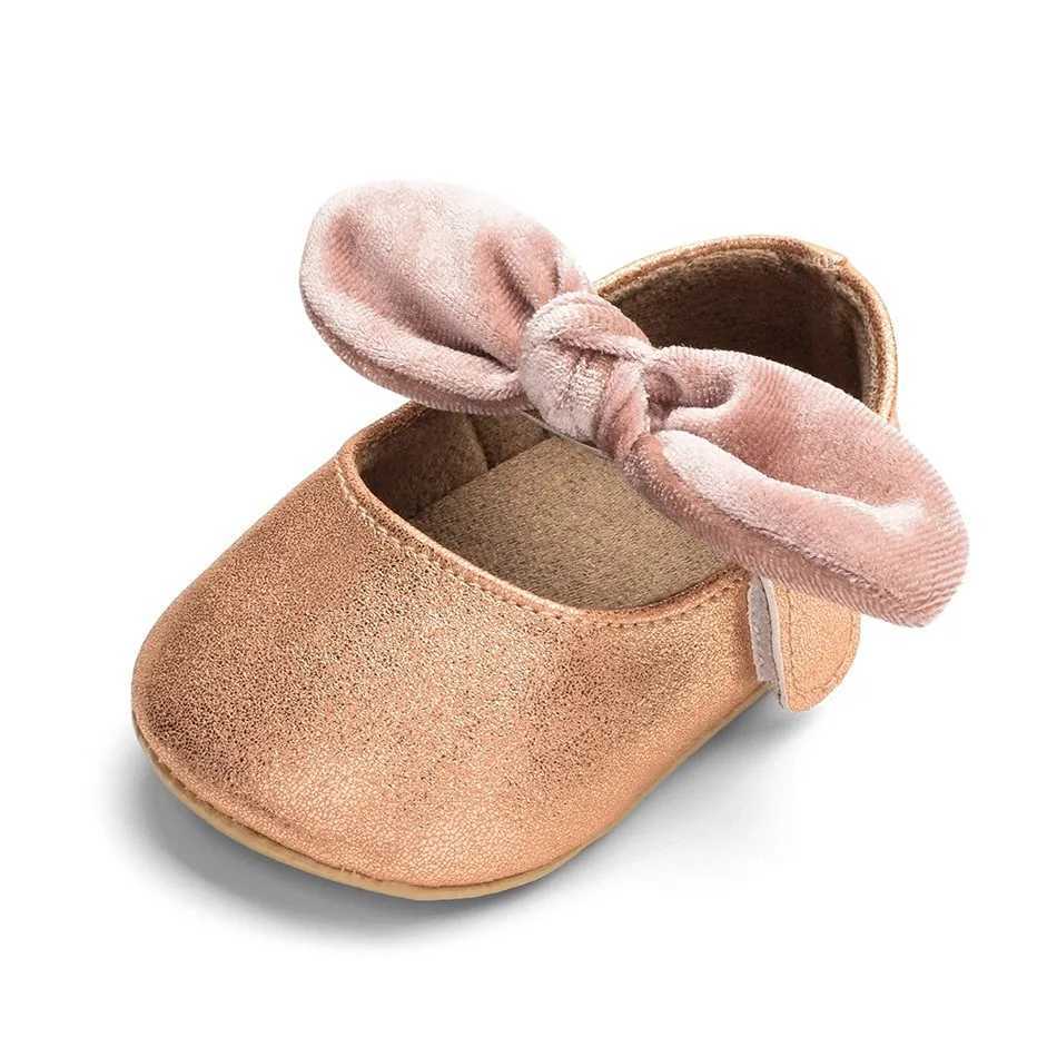 Girl Moccasins baby skate on princess bow knot baby shoes childrens anti slip spring autumn PU leather sports shoes newborn skate 0-12M M240827