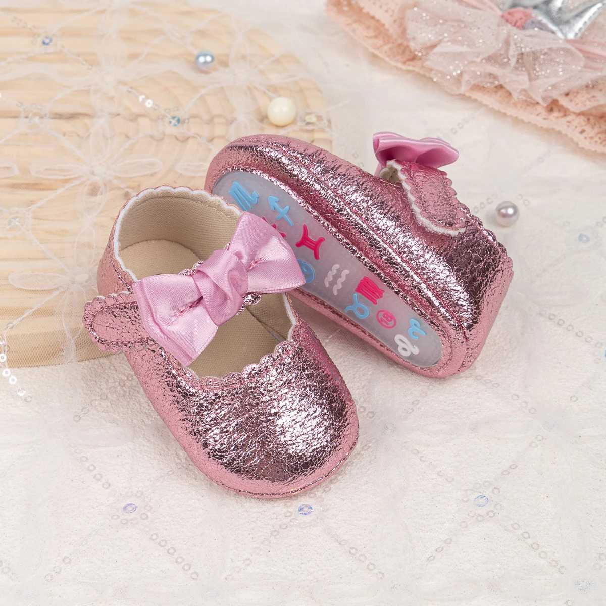 KIDSUN Classic Bow Baby Girl Preschool First Walking Shoes Anti slip Soft Cotton Bottom Preschool Shoes Princess Ballet Dance Shoes M240827
