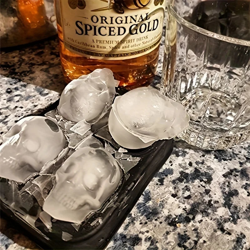 Creative 3D Skull Mold Ice Cube Tray For Freezer Whisky Skull Ice Ball Maker BPA Free Ice Trays Easy Release For Drinks Cocktail 240827