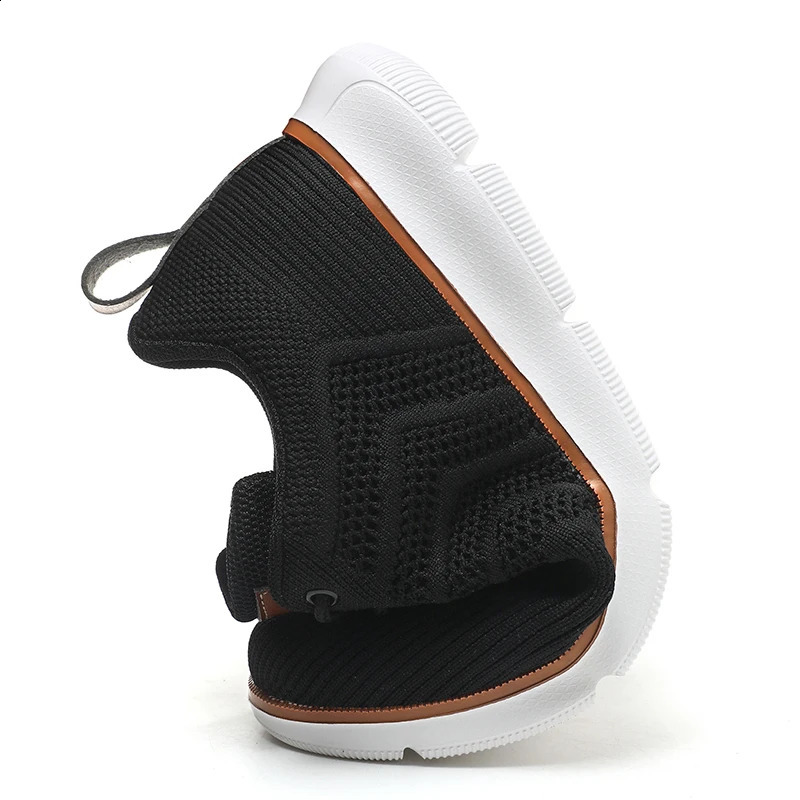 2024 Mens Shoes Lightweight Breathable Knitted Mens Casual Sports Shoes Solid Color Low Top Comfortable Walking Shoes Size 39-48 240827