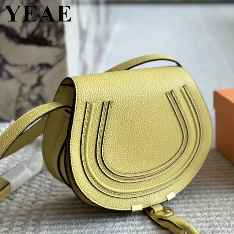 Fashion Genuine Leather Saddle Crossbody Bag Womens Armpit Shoulder Bags Vintage Underarm Handbags Ladies Purse 240827