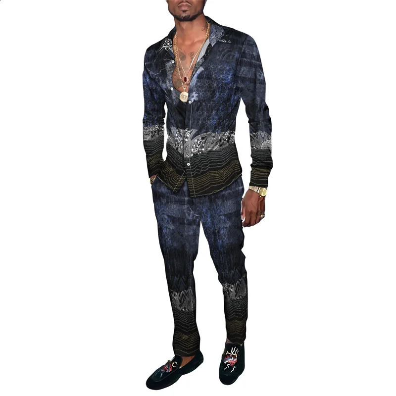Fashion colored checkered 3D printed mens Harajuku clothing set Tracksuit long sleeved shirt long pants two-piece clothing set 240827