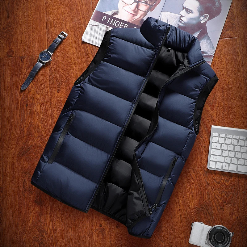 Men Vest Windproof Jacket Sleeveless Winter Casual Coat down Cotton Warm Thicken Waistcoat thick gilet 240827