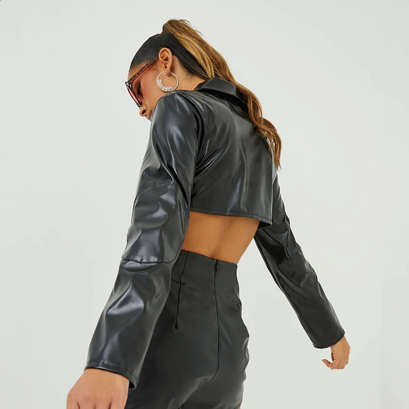 BIKPIIK Letter Pu Leather Jacket Full Set of Collar Womens Coat Punk Motorcycle Zipper Ultra Short Retro Coat 240827