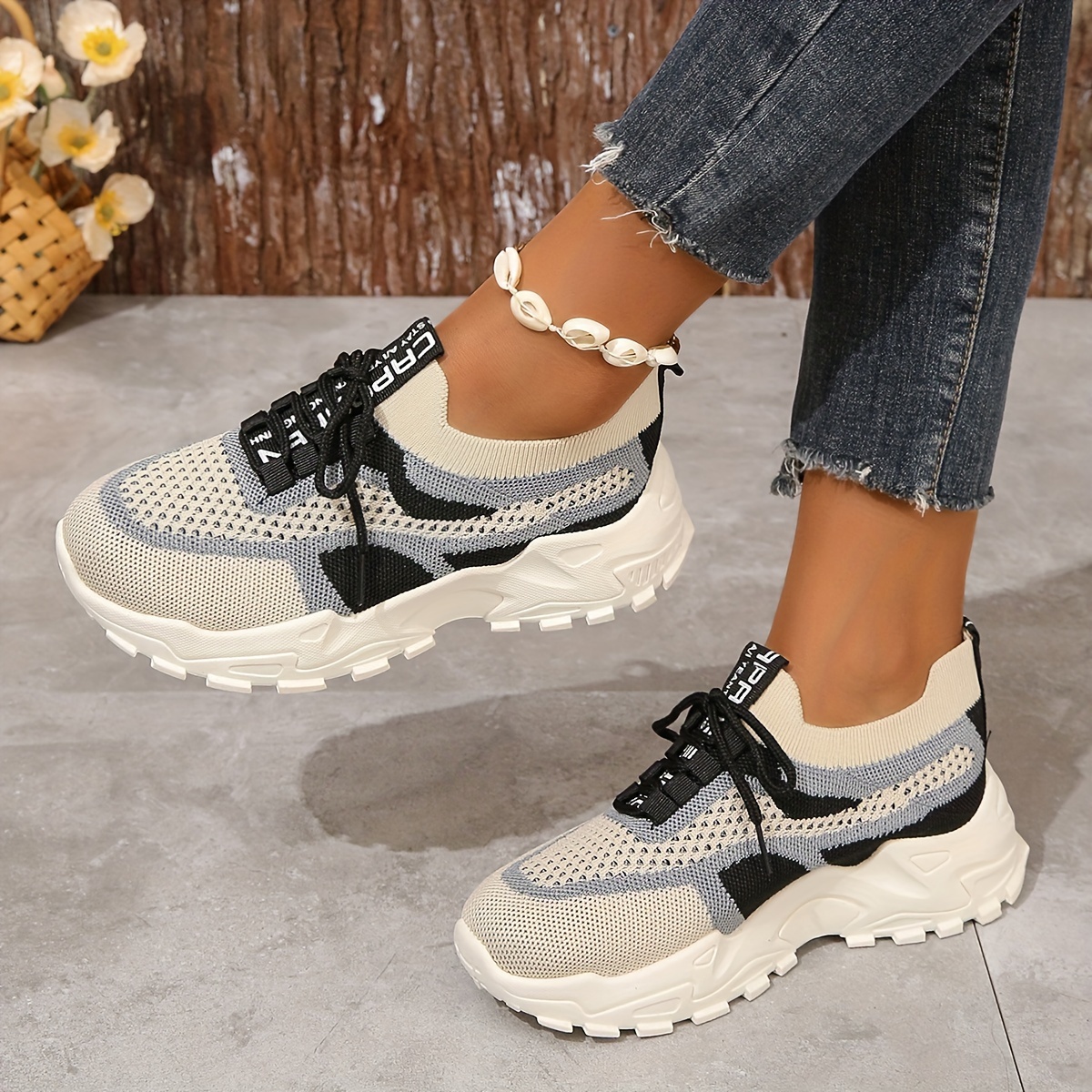 Comfortable Low-Top Breathable Mesh Platform Sneakers for Women - Lightweight, Casual, Lace-Up Design, Soft Insoles, Non-Slip Outsoles, Ideal for Outd