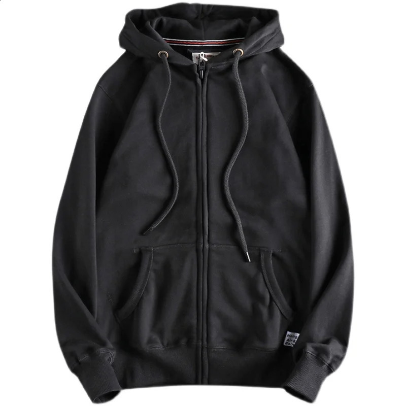 Autumn Winter Cardigan Hoodies for Mens Fashion Simple Long Sleeved Hooded Heavyweight Terry Cloth Knitted Casual Sweatshirts 240826