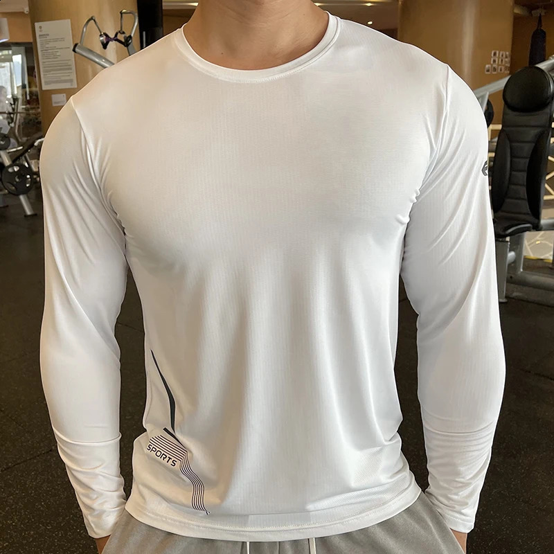High quality running sweater mens fitness Tshirt long sleeved compression sports shirt top 240827