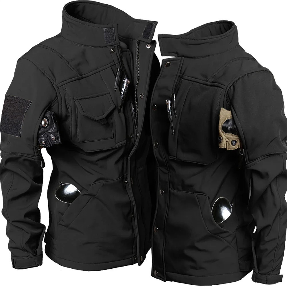 Windproof Waterproof Biker Suit Men Tactical Jacket Pants Sets Winter Shark Skin Soft Shell Uniform Warm Fleece Coats 240814