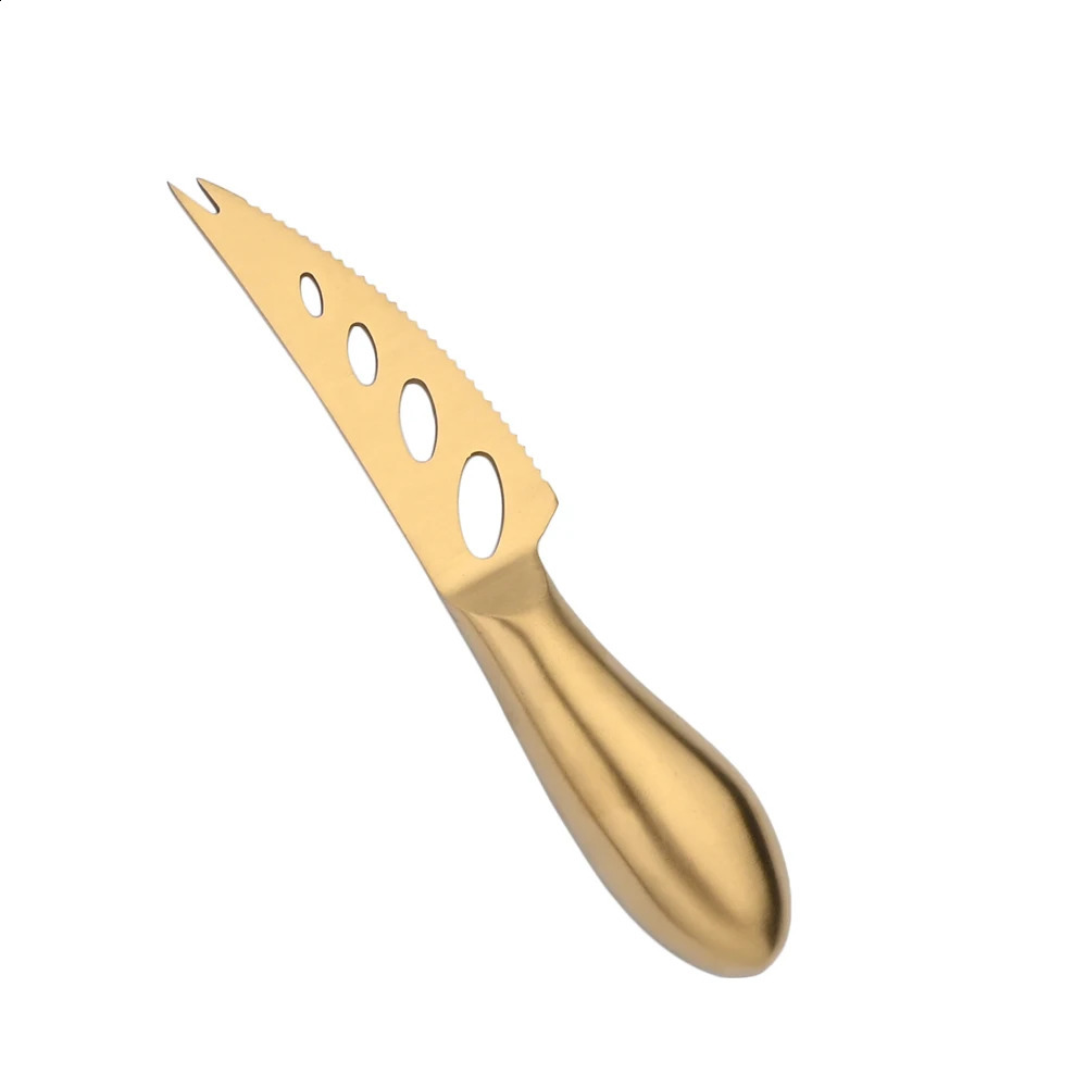 AJOYOU Cheese Knife Set Stainless Steel 6Pcs Gold Slicer Handle Mini Butter Rubbing Fork Matte 240826