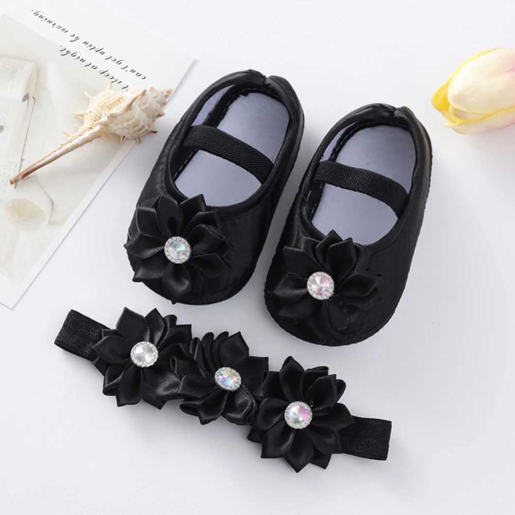 Baywell Summer Newborn Baby Flower Shoes+Headband Set Baby Lace Shoes Cute Preschool Soft Walkers 0-12 Months M240827