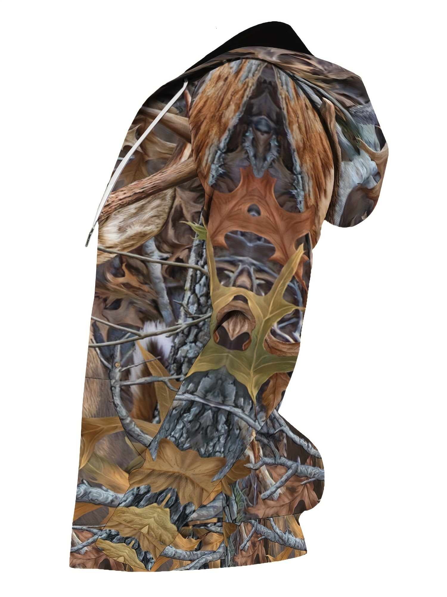 Mens Casual Deer Antler Print Hooded Sweatshirt - Soft Knitted Fabric, Regular Fit, Slight Stretch, Nature-Inspired 3D Design, Streetwear Fashion Top
