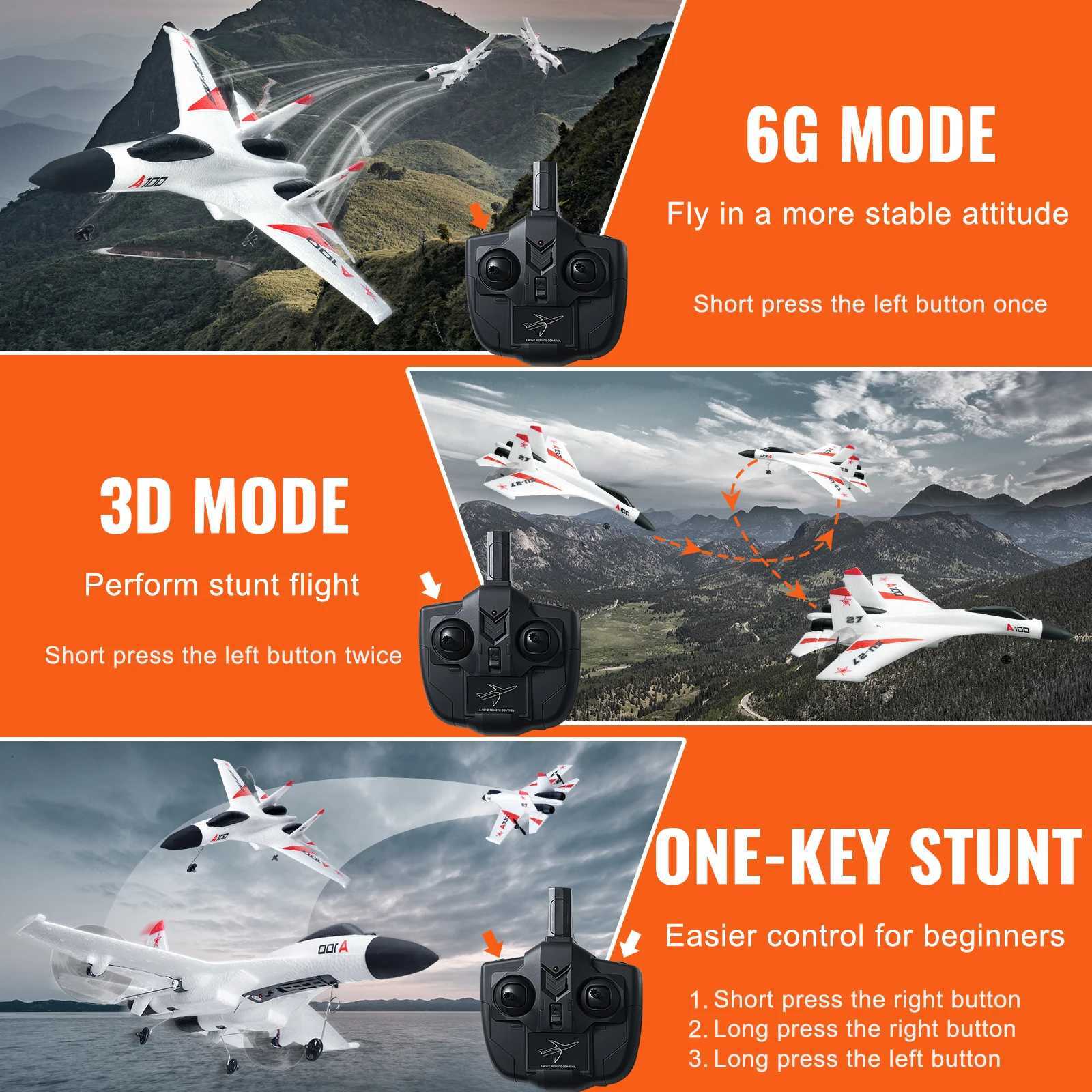 VEVOR SU27 RC 2.4G remote control flight model glider with 2 batteries aircraft foam toy childrens gift Free shipping